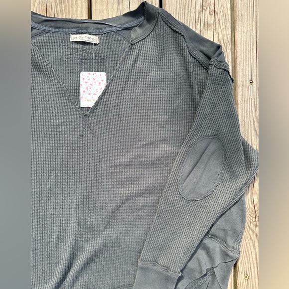 Free People Tops - Free People long sleeve waffle knit shirt with elbow pads